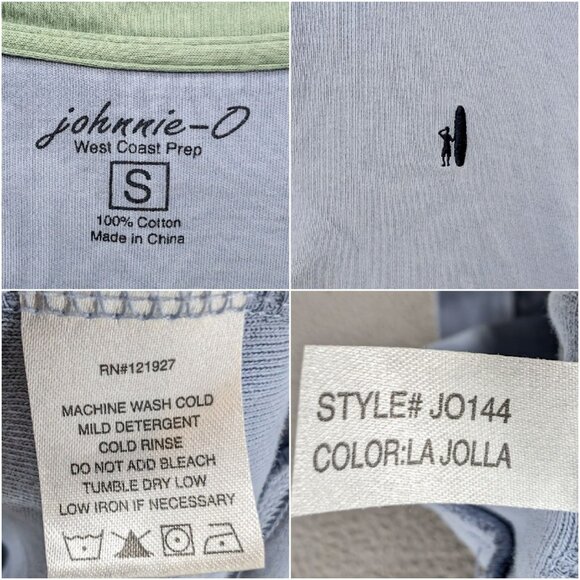 Johnnie O Sully Quarter Zip Sweater Mens Light Blue Cotton Long Sleeve Size S - Picture 5 of 9